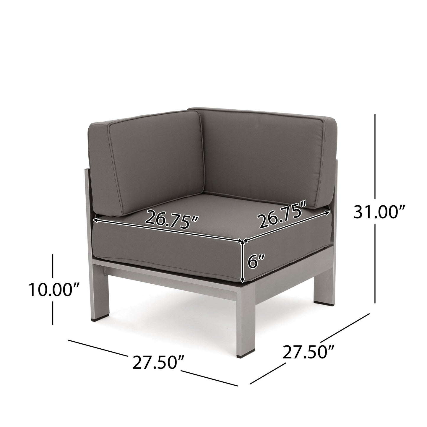 Cape Coral Outdoor 11 Seater Aluminum U-Shaped Sofa Sectional and Table Set by Christopher Knight Home