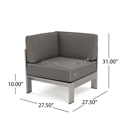 Cape Coral Outdoor 11 Seater Aluminum U-Shaped Sofa Sectional and Table Set by Christopher Knight Home