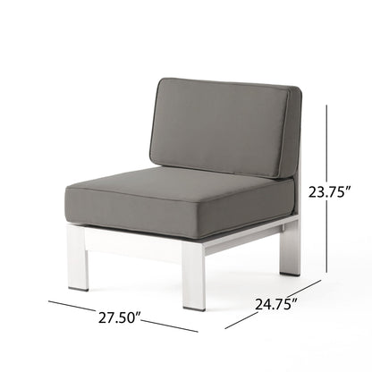 Cape Coral Outdoor 11 Seater Aluminum U-Shaped Sofa Sectional and Table Set by Christopher Knight Home