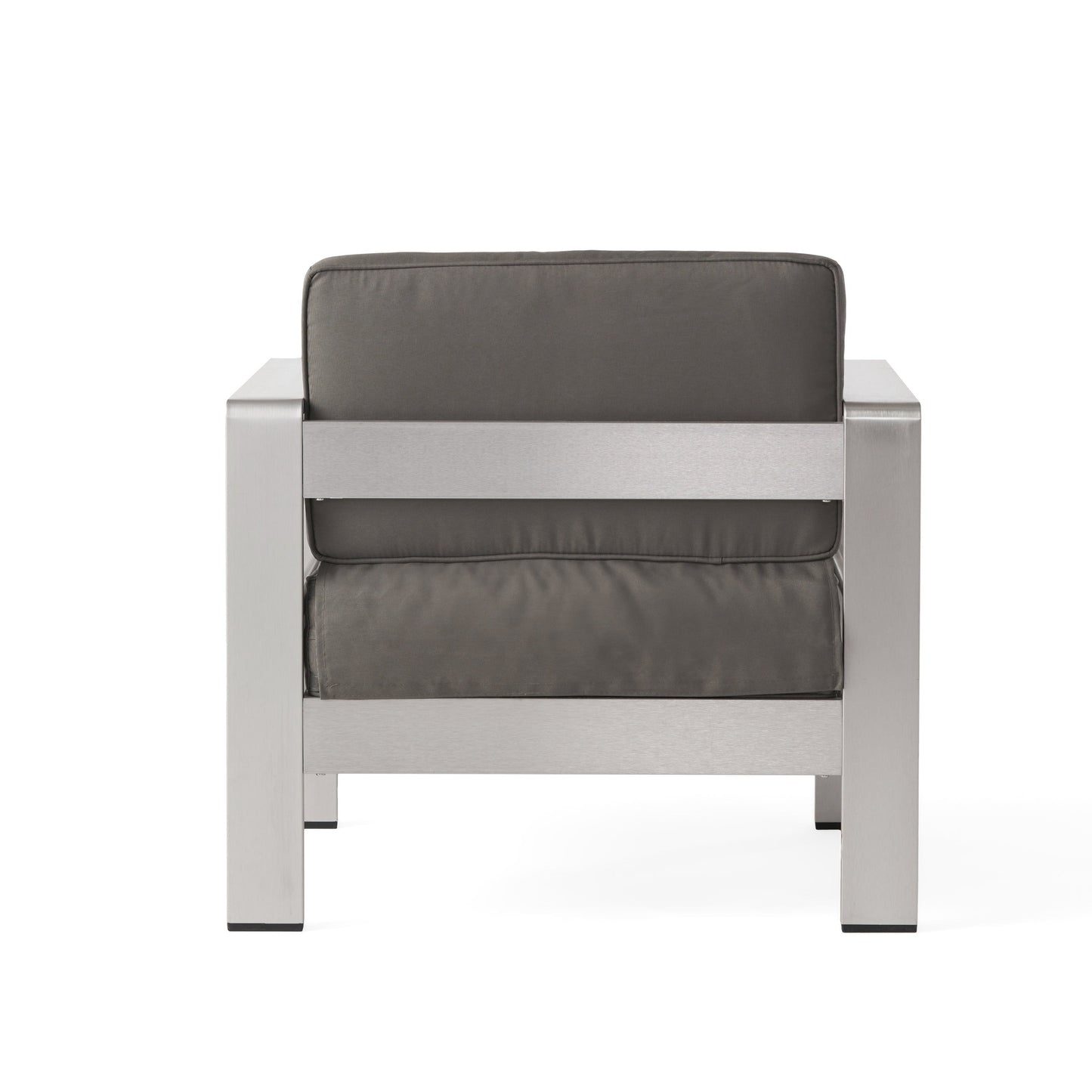 Cape Coral Outdoor 2-Seater Aluminum Club Chair Chat Set with Side Table and Ottoman by Christopher Knight Home