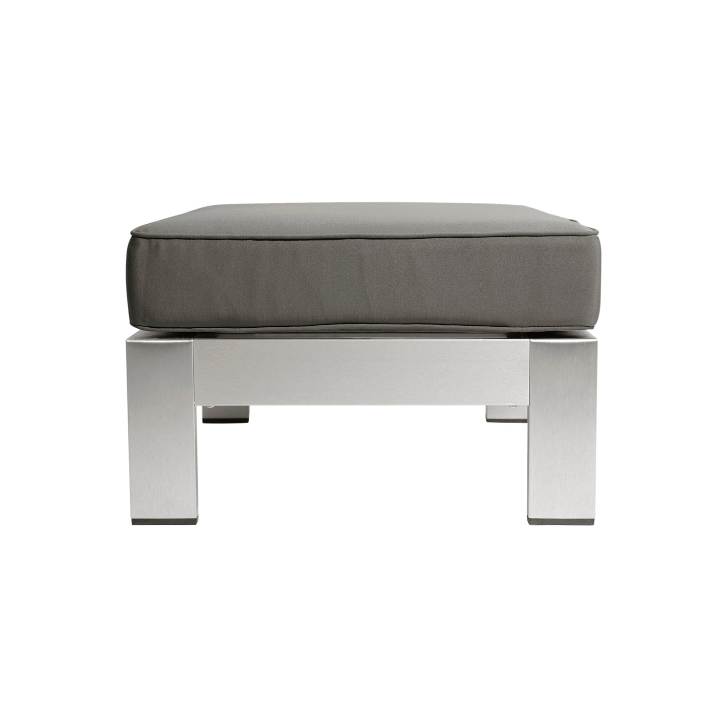 Cape Coral Outdoor 2-Seater Aluminum Club Chair Chat Set with Side Table and Ottoman by Christopher Knight Home