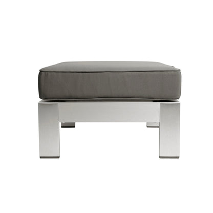 Cape Coral Outdoor 2-Seater Aluminum Club Chair Chat Set with Side Table and Ottoman by Christopher Knight Home