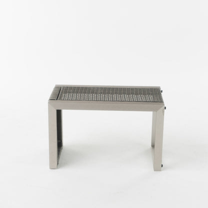 Cape Coral Outdoor 2-Seater Aluminum Club Chair Chat Set with Side Table and Ottoman by Christopher Knight Home