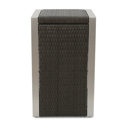 Cape Coral Outdoor 2-Seater Aluminum Club Chair Chat Set with Side Table and Ottoman by Christopher Knight Home