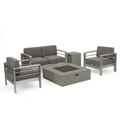 Cape Coral Outdoor 5-piece Fire Pit Chat Set by Christopher Knight Home