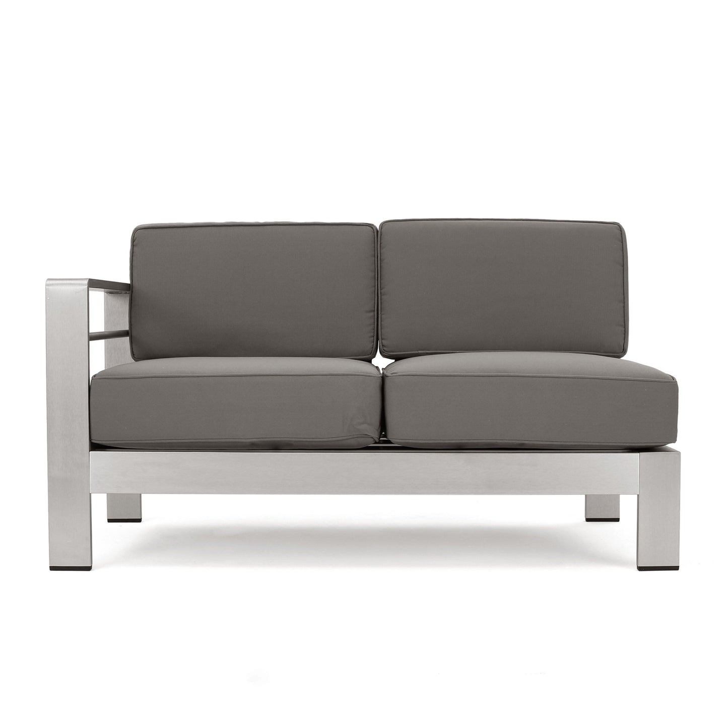 Cape Coral Outdoor 6-Seater V-Shaped Aluminum Sectional Sofa Set with Ottoman by Christopher Knight Home
