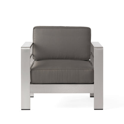 Cape Coral Outdoor 7-Seater Aluminum Patio Sofa Set with Coffee Table by Christopher Knight Home
