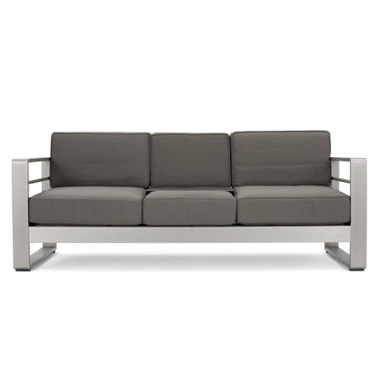 Cape Coral Outdoor 7-Seater Aluminum Patio Sofa Set with Coffee Table by Christopher Knight Home