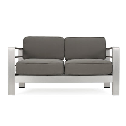 Cape Coral Outdoor 7-Seater Aluminum Patio Sofa Set with Coffee Table by Christopher Knight Home