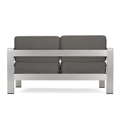 Cape Coral Outdoor 7-Seater Aluminum Patio Sofa Set with Coffee Table by Christopher Knight Home