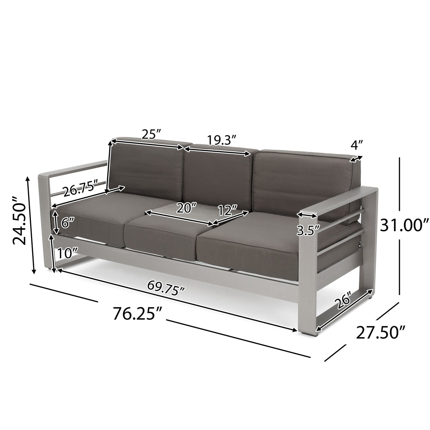 Cape Coral Outdoor 7-Seater Aluminum Patio Sofa Set with Coffee Table by Christopher Knight Home