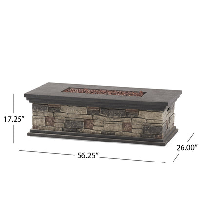 Cape Coral Outdoor 7 Seater Extended Aluminum Chat Set with Fire Pit by Christopher Knight Home