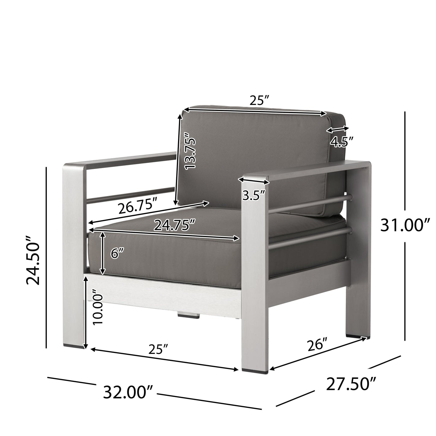 Cape Coral Outdoor 7 Seater Extended Aluminum Chat Set with Fire Pit by Christopher Knight Home