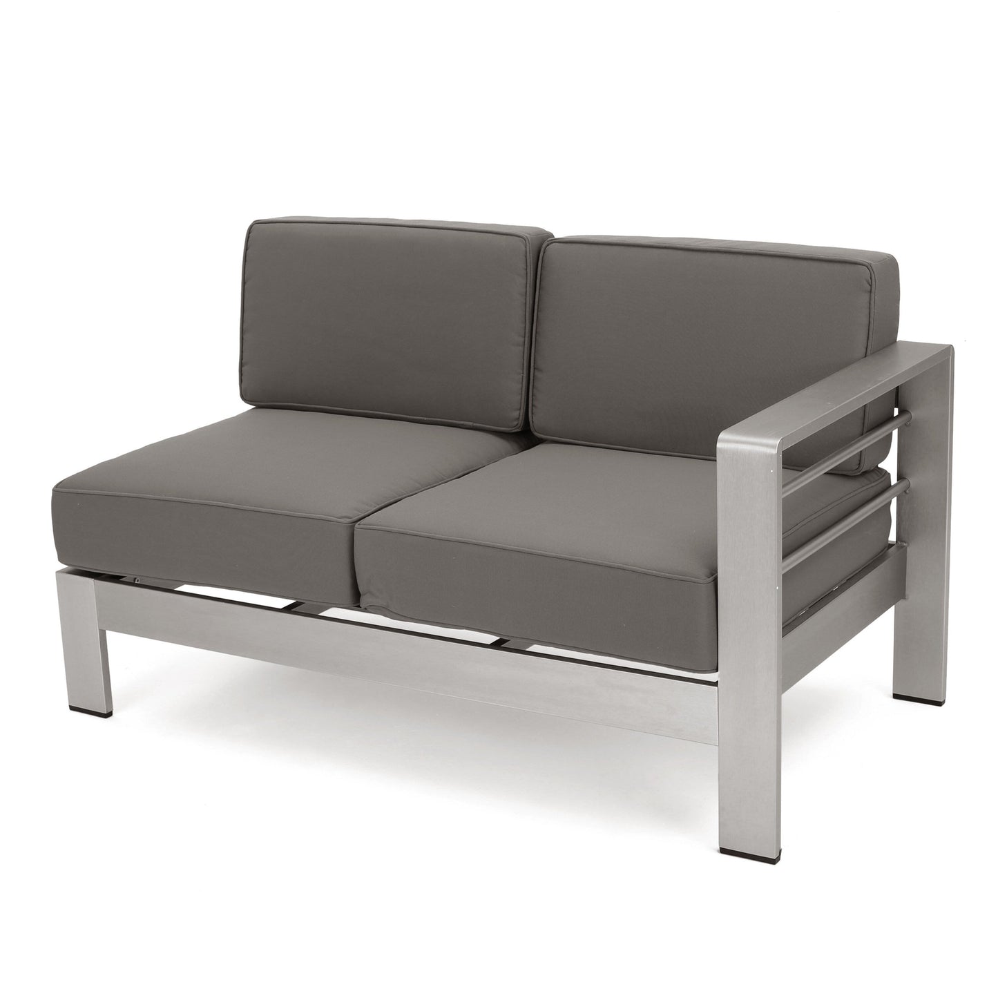Cape Coral Outdoor 7 Seater Extended Aluminum Chat Set with Fire Pit by Christopher Knight Home