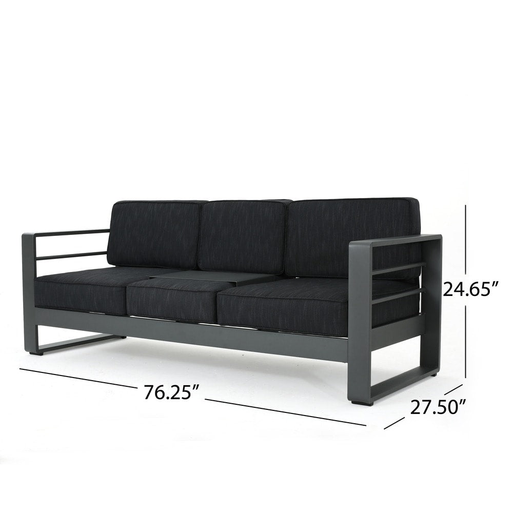 Cape Coral Outdoor Aluminum Tempered Glass 4-piece Sofa Chat Set with Cushions by Christopher Knight Home