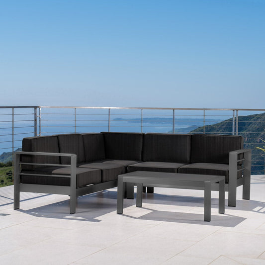 Cape Coral Outdoor Aluminum Sectional Sofa by Christopher Knight Home