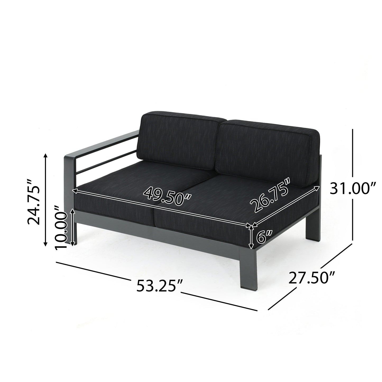 Cape Coral Aluminum Outdoor Sectional Sofa Set with Fire Table by Christopher Knight Home