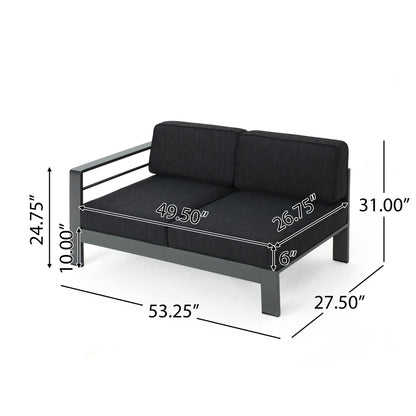 Cape Coral Aluminum Outdoor Sectional Sofa Set with Fire Table by Christopher Knight Home