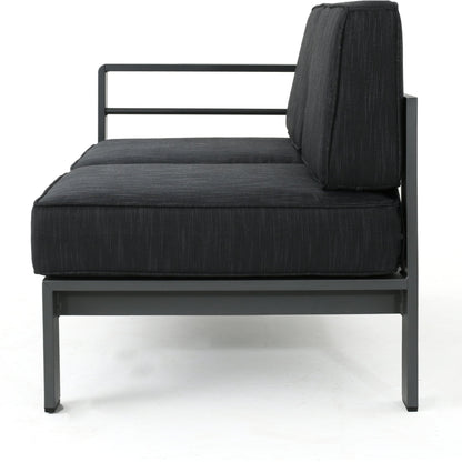 Cape Coral Aluminum Outdoor Sectional Sofa Set with Fire Table by Christopher Knight Home