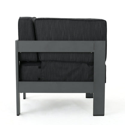 Cape Coral Aluminum Outdoor Sectional Sofa Set with Fire Table by Christopher Knight Home