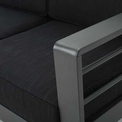 Cape Coral Aluminum Outdoor Sectional Sofa Set with Fire Table by Christopher Knight Home