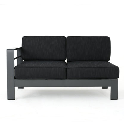 Cape Coral Aluminum Outdoor Sectional Sofa Set with Fire Table by Christopher Knight Home