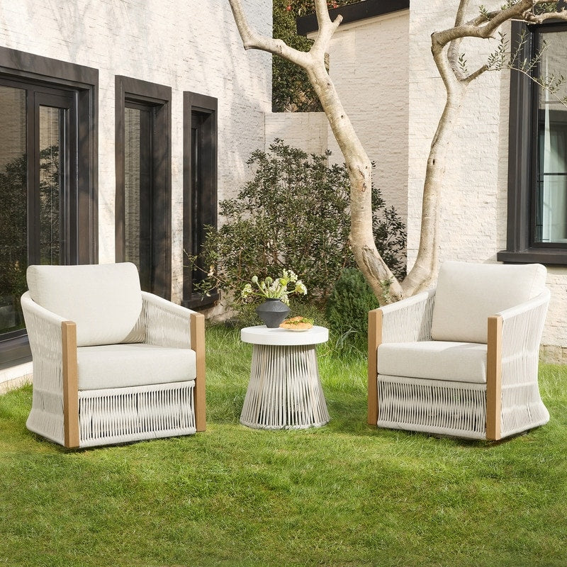 Carlos Outdoor Patio Furniture Bistro Set Swivel Chair