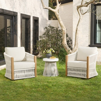 Carlos Outdoor Patio Furniture Bistro Set Swivel Chair