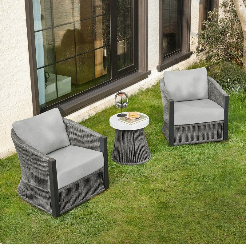 Carlos Outdoor Patio Furniture Bistro Set Swivel Chair