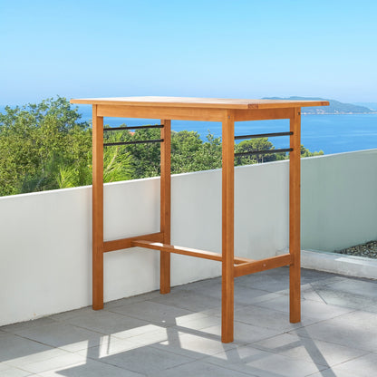 Carlton Honey Patio Wood Counter-Height Bar Table and Chairs