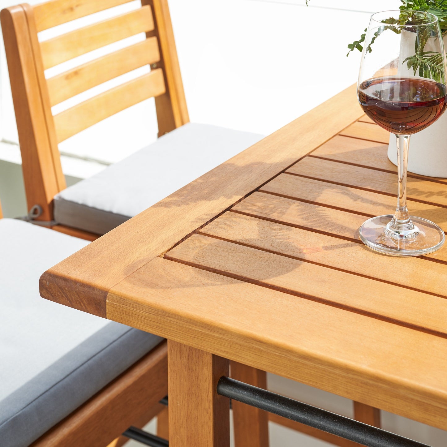 Carlton Honey Patio Wood Counter-Height Bar Table and Chairs
