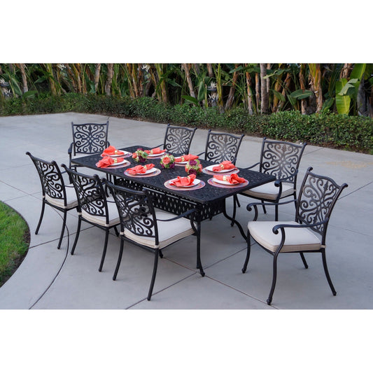 Casablanca Black Cast Aluminum 9-piece Outdoor Dining Set with Cushions