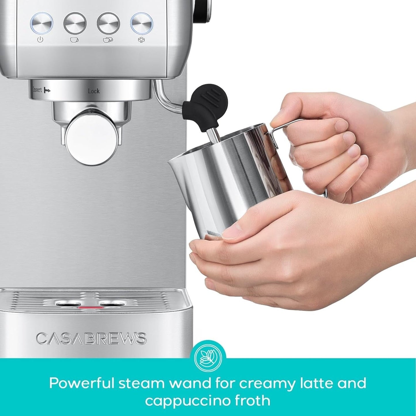 Casabrews 3700E 20 Bar Professional Espresso Machine with Milk Frother - N/A