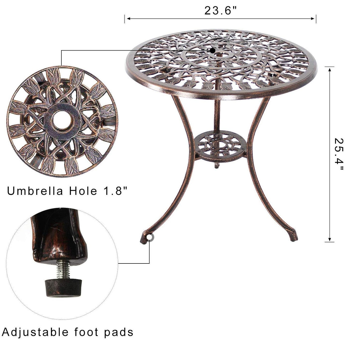 3-Piece Aluminum Outdoor Patio Tulip Sets With Table
