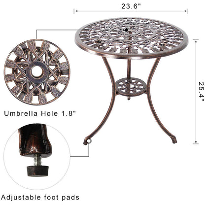 3-Piece Aluminum Outdoor Patio Tulip Sets With Table