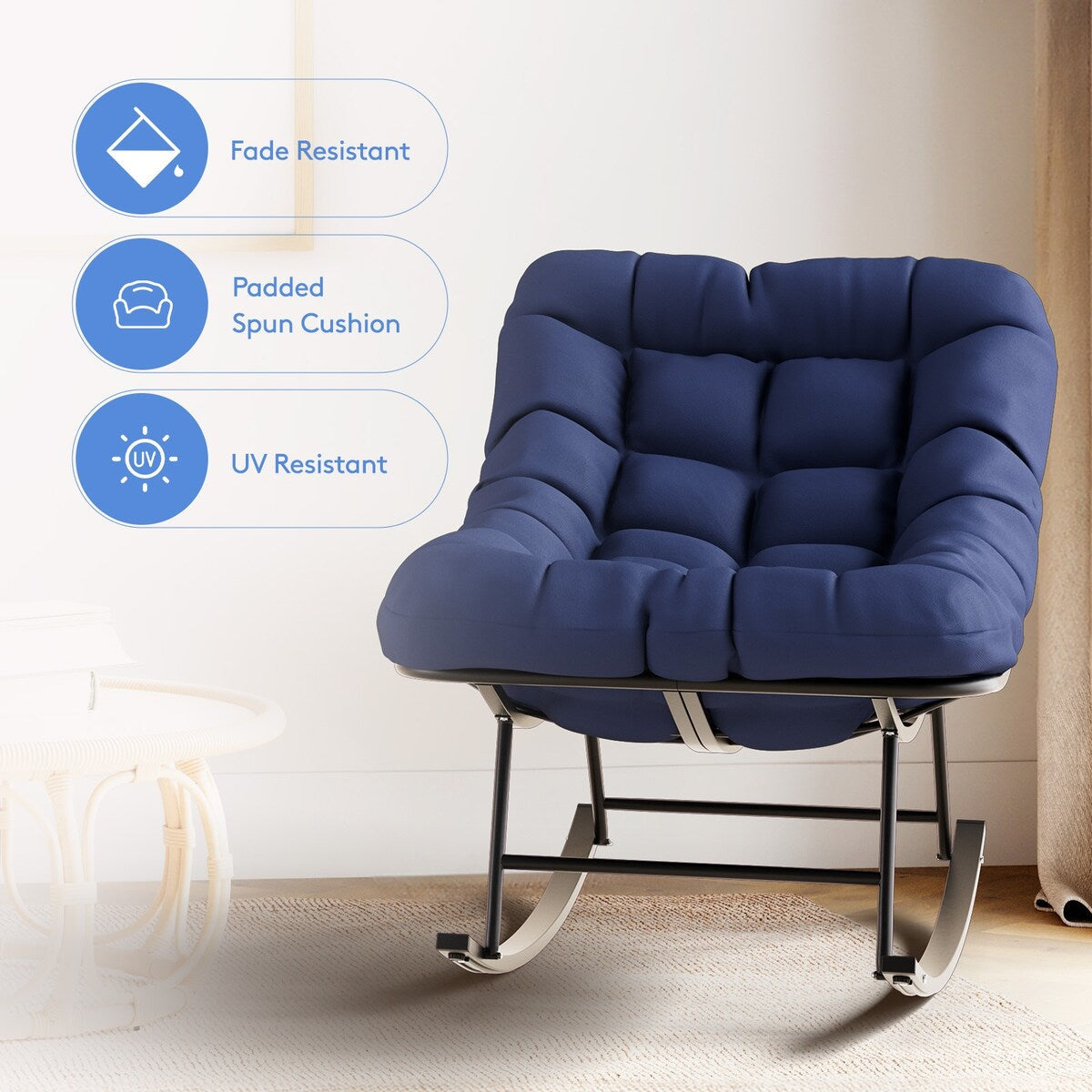 Metal Frame Chair and Footrest Set with Detachable Cushions – Outdoor Comfort and Durability
