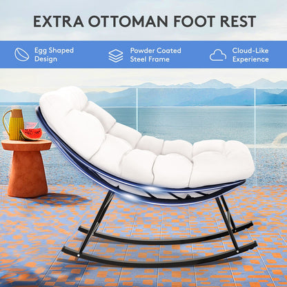 Metal Frame Chair and Footrest Set with Detachable Cushions – Outdoor Comfort and Durability