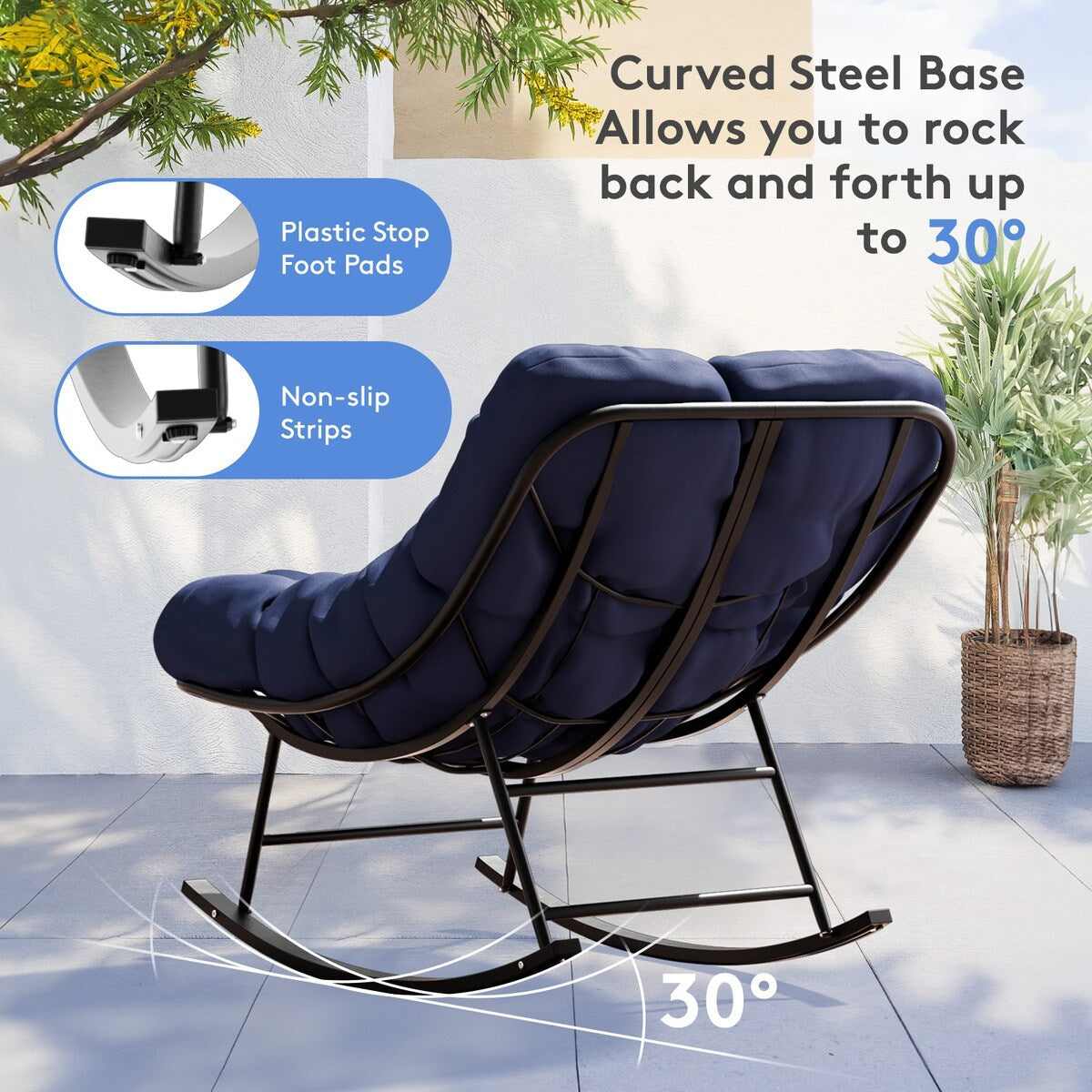 Metal Frame Chair and Footrest Set with Detachable Cushions – Outdoor Comfort and Durability