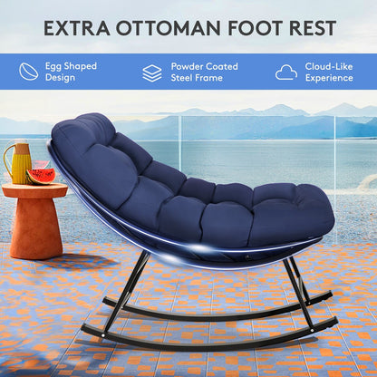 Metal Frame Chair and Footrest Set with Detachable Cushions – Outdoor Comfort and Durability