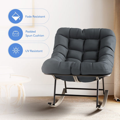 Metal Frame Chair and Footrest Set with Detachable Cushions – Outdoor Comfort and Durability