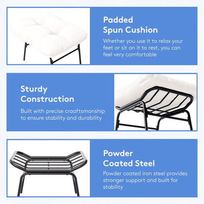 Metal Frame Chair and Footrest Set with Detachable Cushions – Outdoor Comfort and Durability