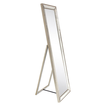 Champagne Bead Beveled Rectangular Wall Mirror - Clear