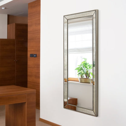 Champagne Bead Beveled Rectangular Wall Mirror - Clear
