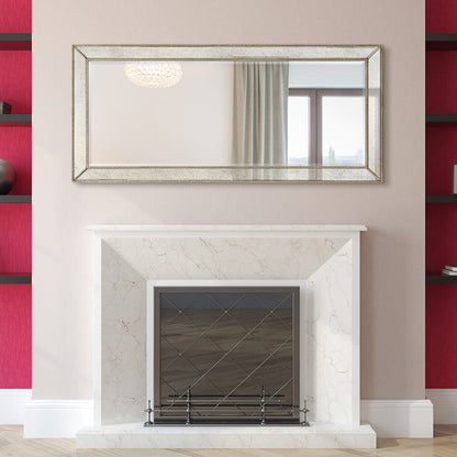 Champagne Bead Beveled Rectangular Wall Mirror - Clear