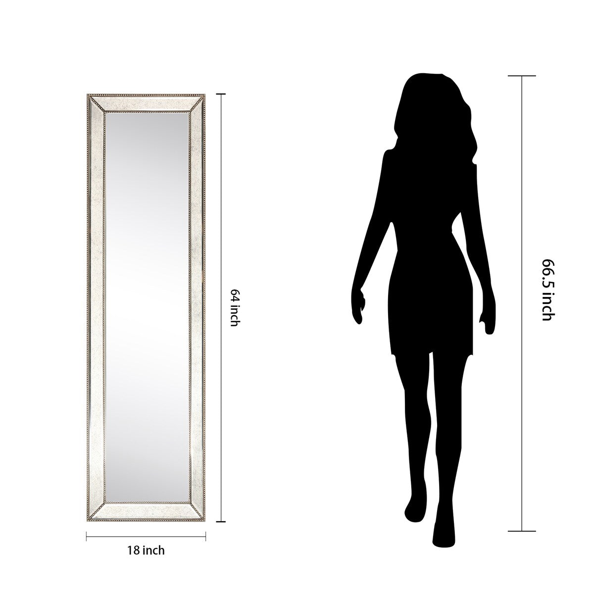 Champagne Bead Beveled Rectangular Wall Mirror - Clear