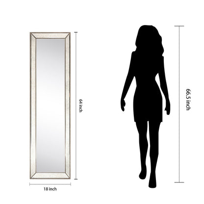 Champagne Bead Beveled Rectangular Wall Mirror - Clear