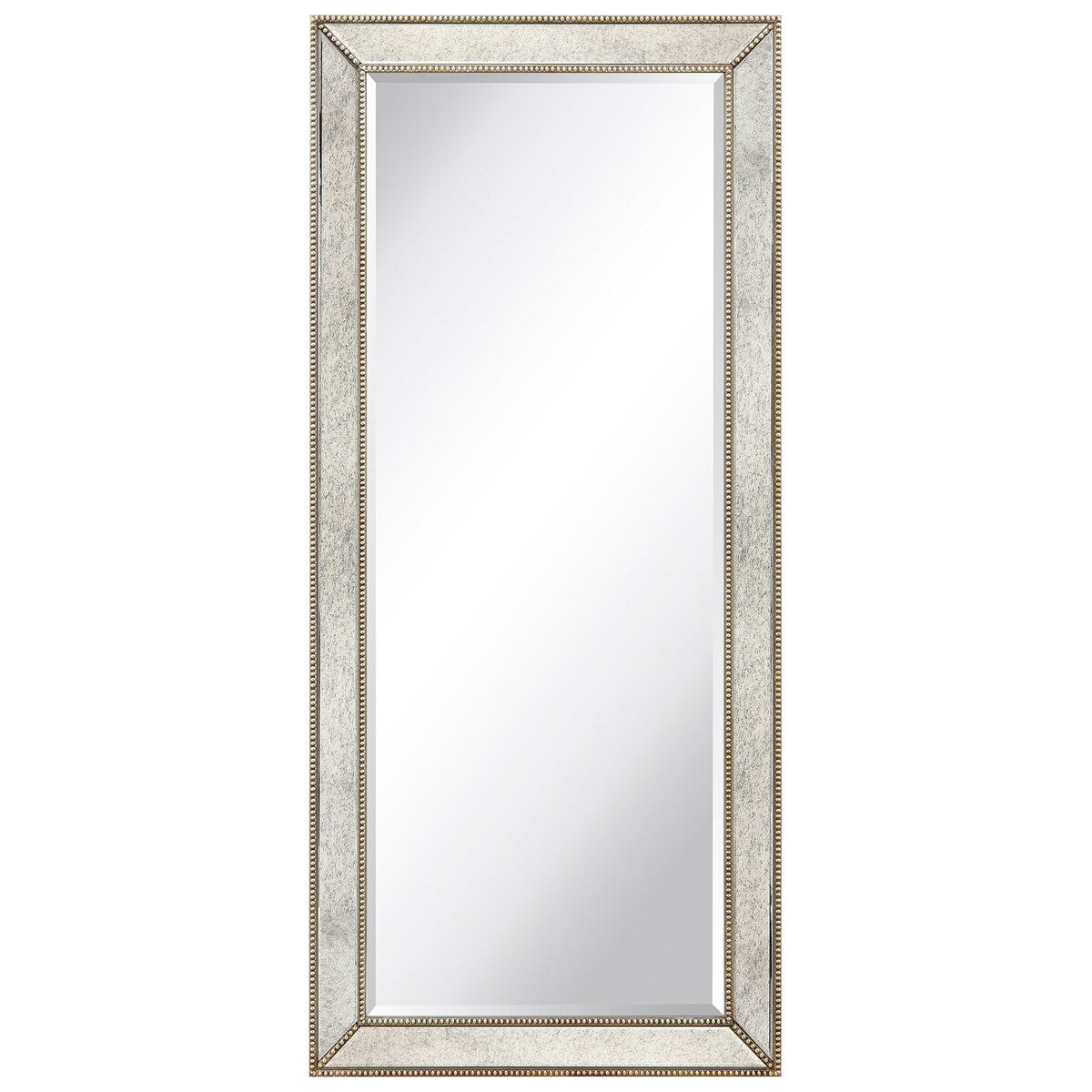 Champagne Bead Beveled Rectangular Wall Mirror - Clear