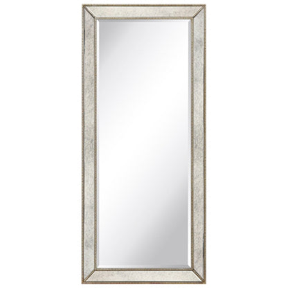 Champagne Bead Beveled Rectangular Wall Mirror - Clear