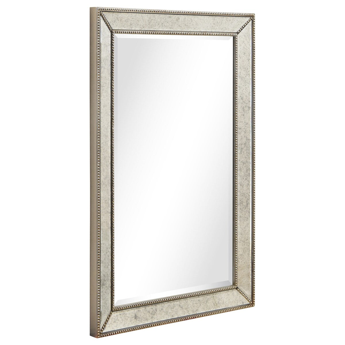 Champagne Bead Beveled Rectangular Wall Mirror - Clear