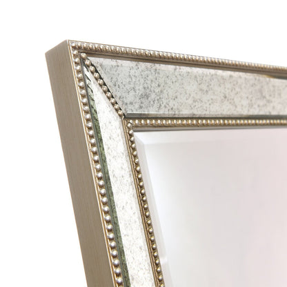 Champagne Bead Beveled Rectangular Wall Mirror - Clear